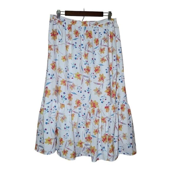 French Connection Dresses & Skirts - NWT French Connection White Yellow Floral Midi Skirt Flowy Women's Size US 10